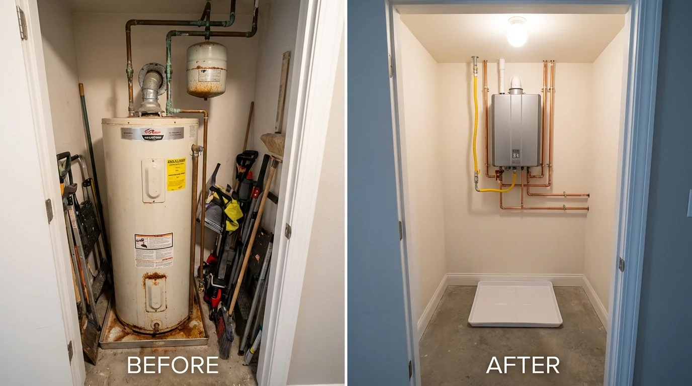Tank water heater versus wall-mounted tankless unit comparison for Inez, TX homeowners